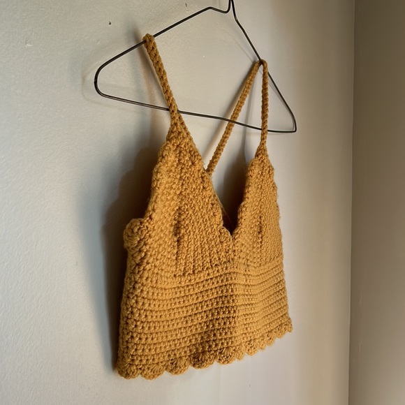Mustard Yellow Crocheted Crop - Picture 4 of 8